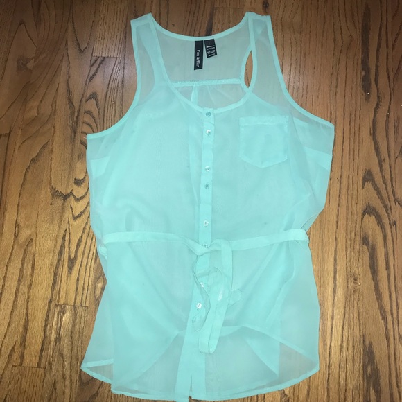 Turquoise button-down top - Picture 1 of 3